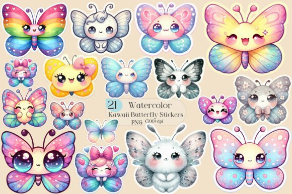 Adorable Design Assets: The Kawaii Butterfly Stickers Bundle