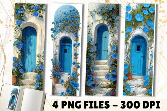 Blue Morning Glory Flower Door Bookmark: A Botanical Asset for Creative Projects