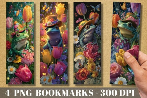 Charming Frog & Tulip Bookmark: A Designer's Delightful Asset