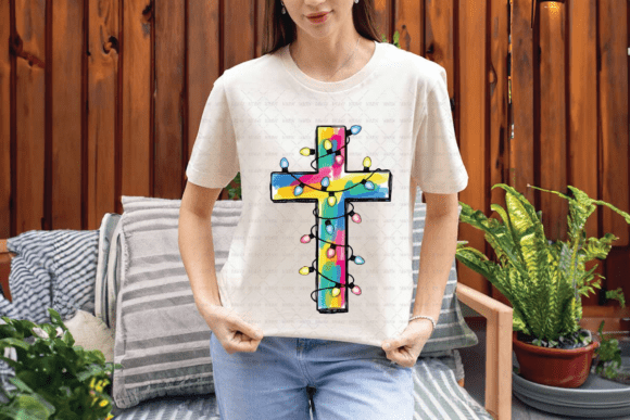 Christmas Lights Cross PNG: A Modern Faith-Based Design Asset