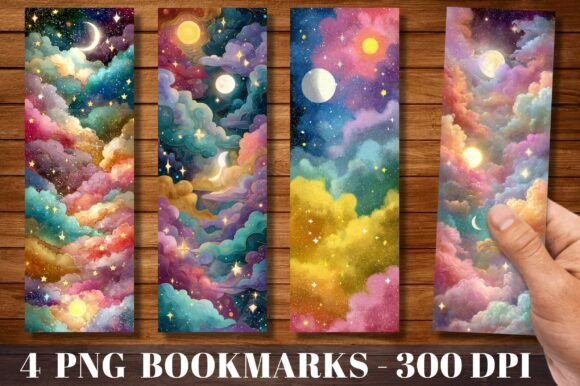 Colorful Galaxy Clouds Bookmark Design: A Creative Asset for Every Creator