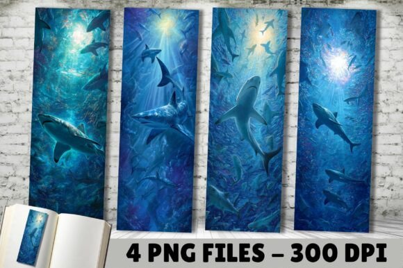 Dive Deep with the Deep Sea Blue Shark School Bookmark