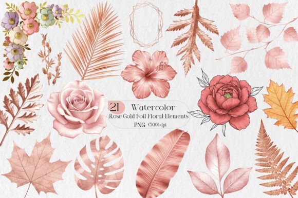 Elevate Your Brand with Rose Gold Foil Floral Elements