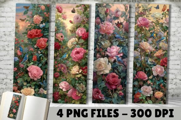 Garden Rose Bird Butterfly PNG Bookmark: Nature-Inspired Digital Assets