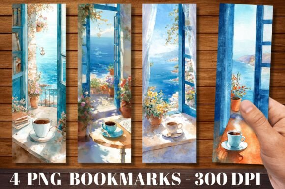 Mediterranean Window Sea View Bookmark: A Coastal Escape for Your Creative Projects