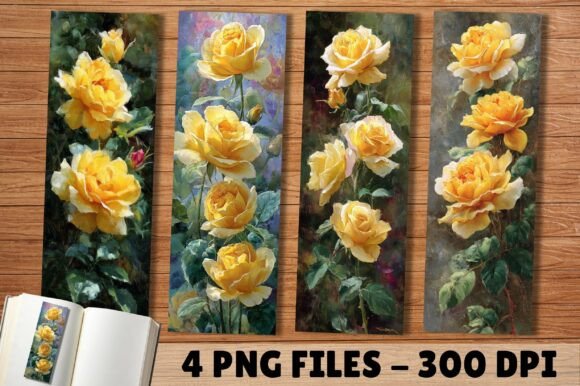 Oil Paint Yellow Rose Bloom Bookmark: A Designer's Digital Asset