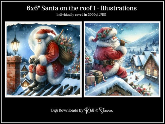 Santa on the Roof: 6x6 Christmas Design Assets