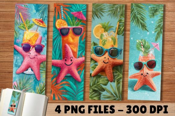 Summer Cocktail Starfish Party Bookmark: A Coastal Vibe for Your Brand