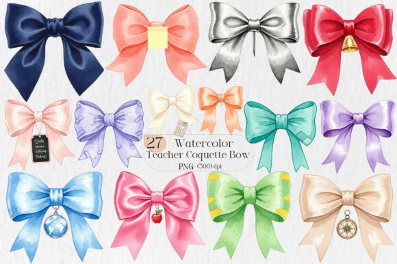 Teacher Coquette Bow Clipart: Stylish Educational Graphics