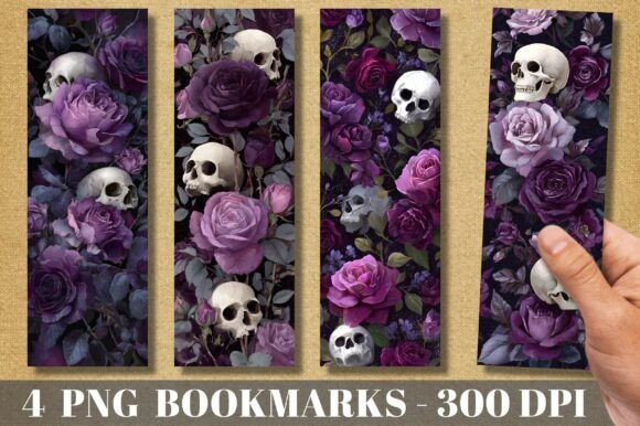 Unleash Your Dark Aesthetic with the Gothic Purple Rose Skull Pink Bookmark