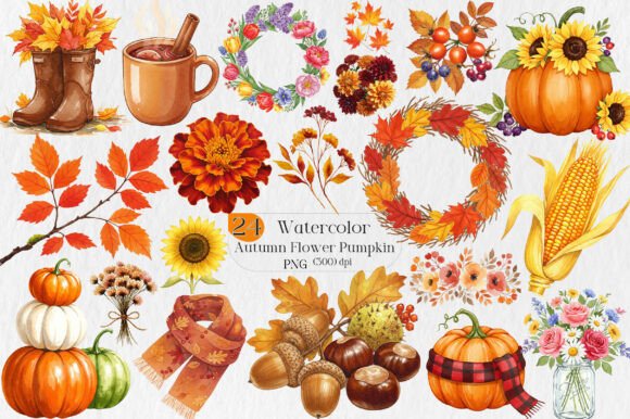 Watercolor Autumn Flower Pumpkin Designs: A Creative Toolkit