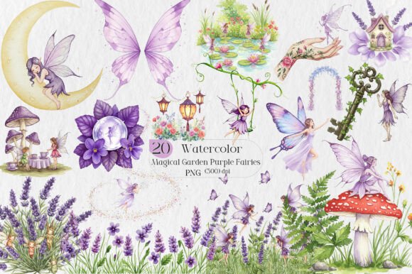 Watercolor Magical Garden Purple Fairies: Unlock Creative Versatility