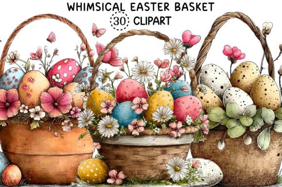 Whimsical Easter Basket Clipart: Fresh Designs for Spring Projects